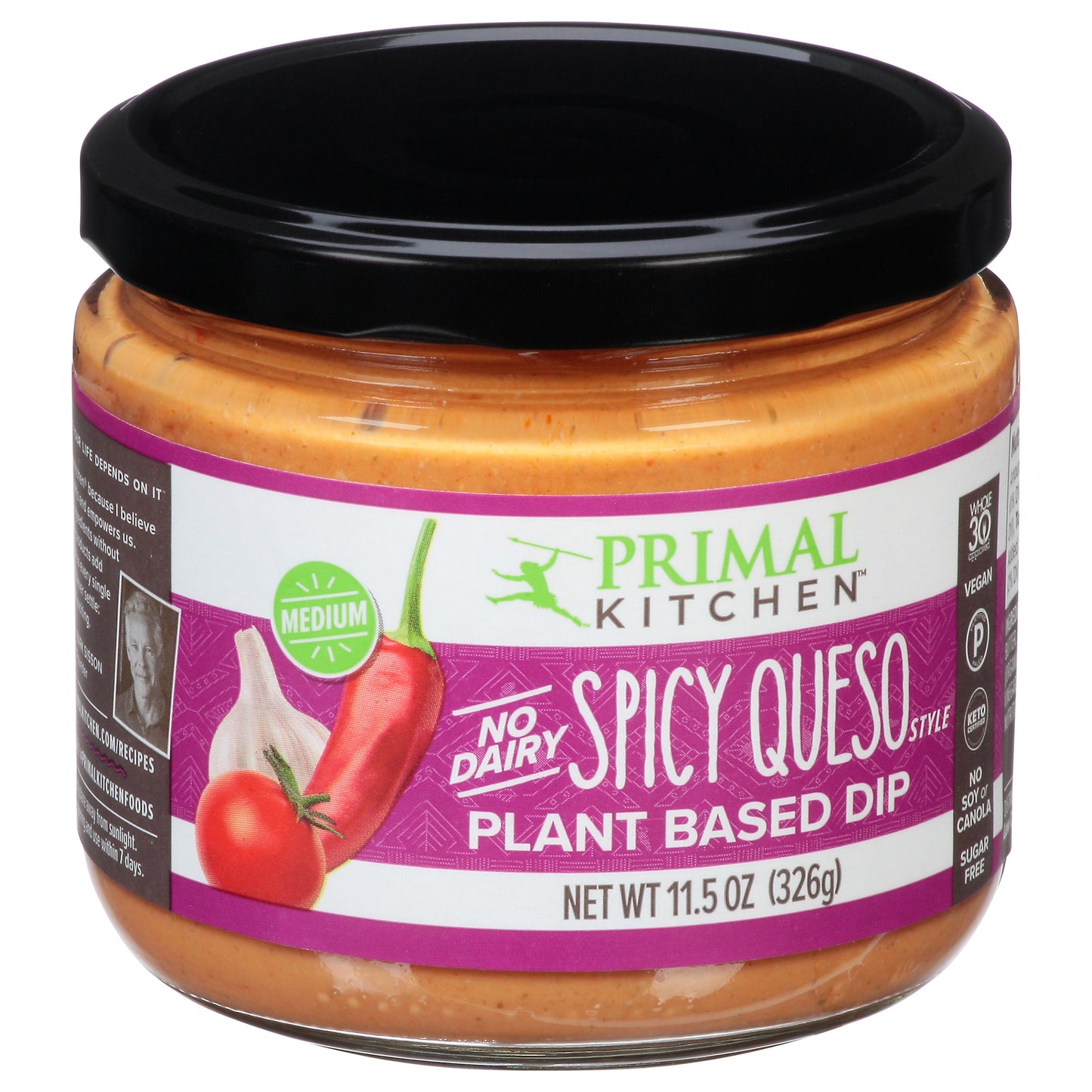 Primal Kitchen Medium No Dairy Spicy Queso Style Plant Based Dip 11.5 oz