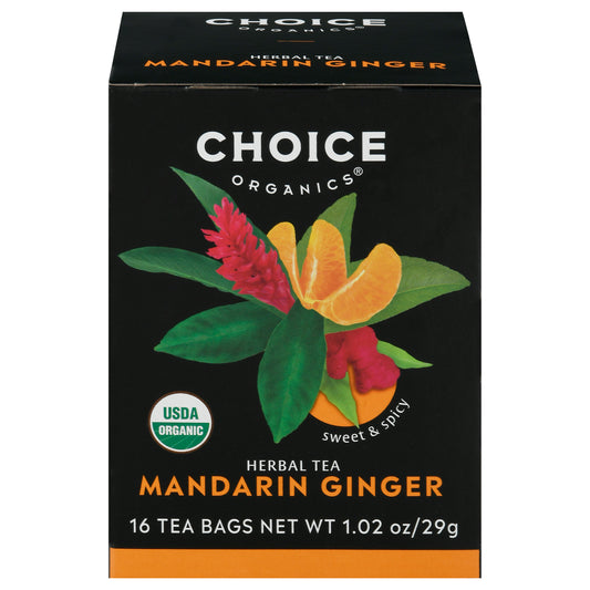 Choice Organics Mandarin Ginger Herbal Tea 16 Tea Bags