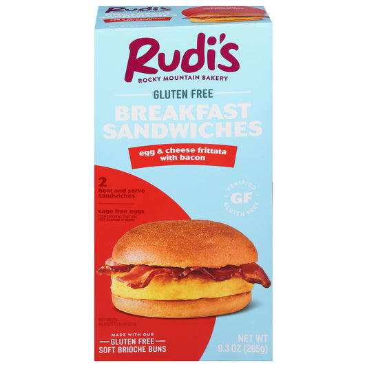 Rudi's Gluten Free Egg & Cheese Frittata with Bacon Breakfast Sandwiches 2 ea