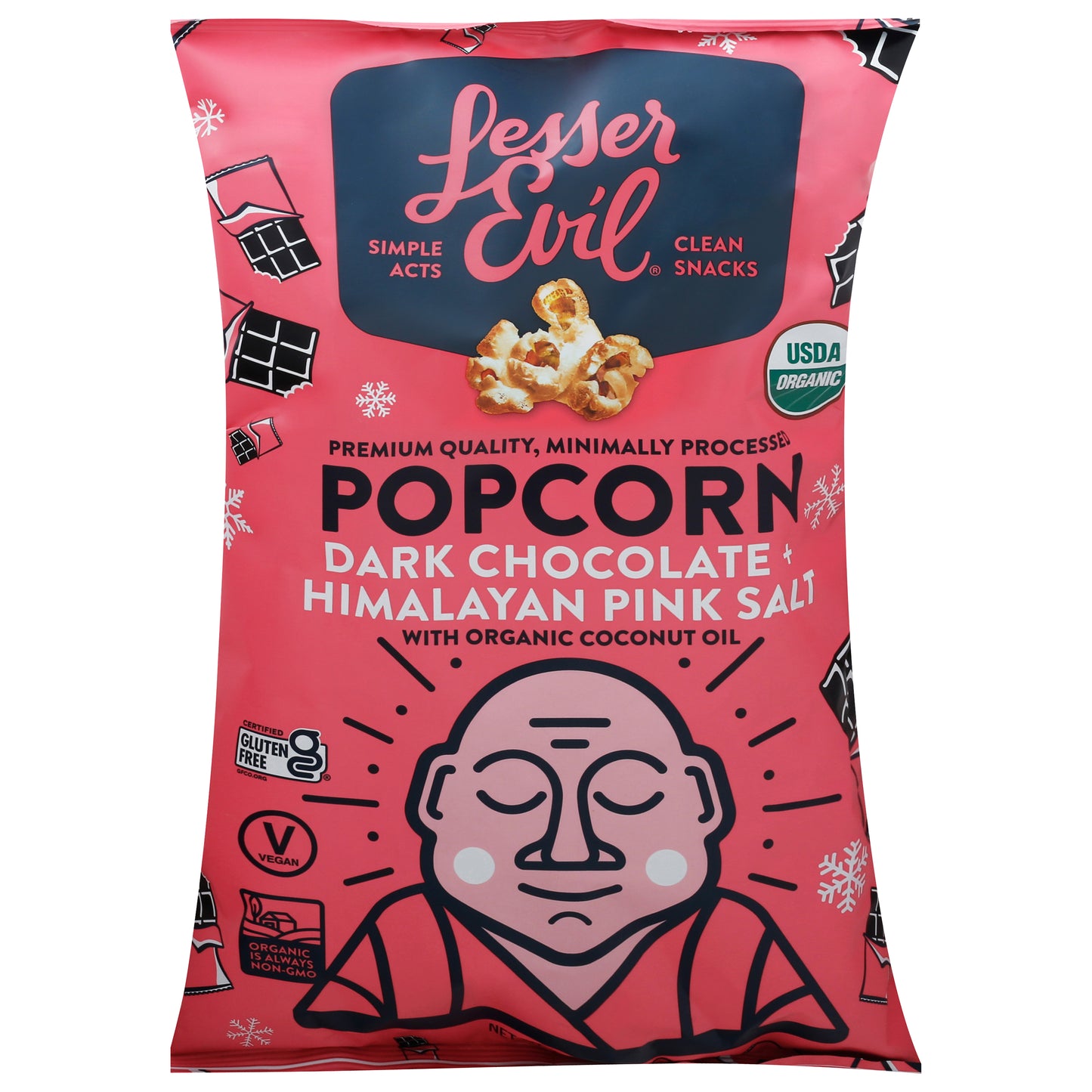 LesserEvil Dark Chocolate + Himalayan Pink Salt Popcorn 7 oz
