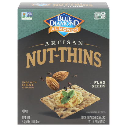 Blue Diamond Almonds Nut-Thins Artisan Flax Seeds Rice Cracker Snacks with Almonds 4.25 oz