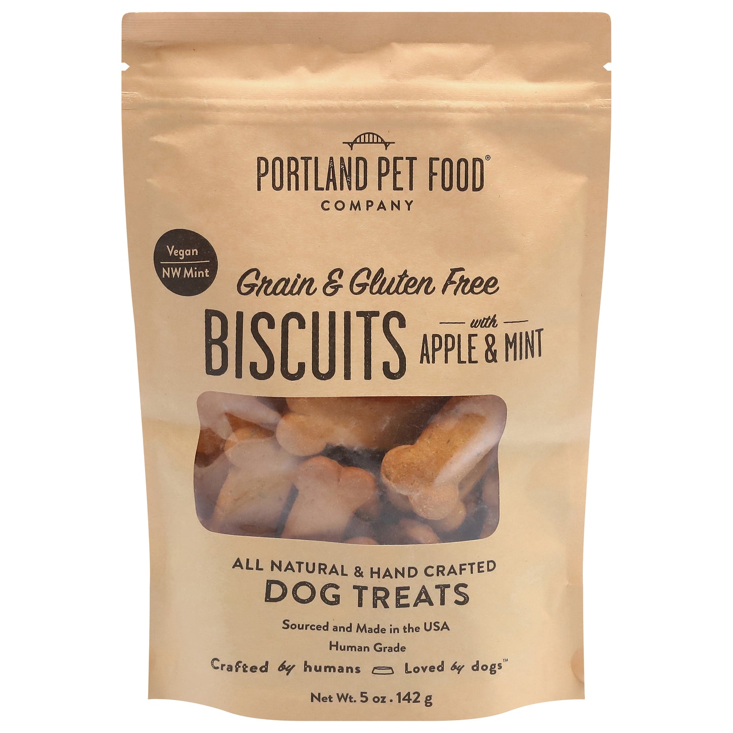 Portland Pet Food Company Grain & Gluten Free Biscuits Dog Treats with Apple & Mint 5 oz