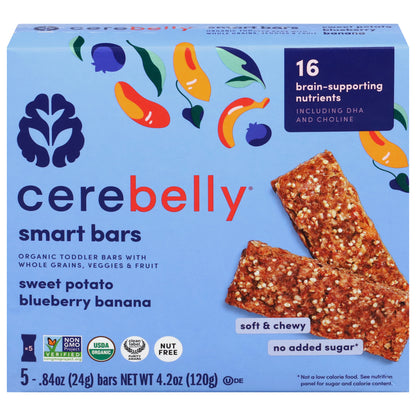 Cerebelly Sweet Potato Blueberry Banana Smart Bars 5 - 0.84 oz Bars