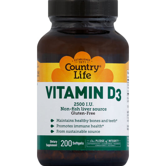 Country Life CNTRY LIFE D3 2500IU SFTGL 200 CT