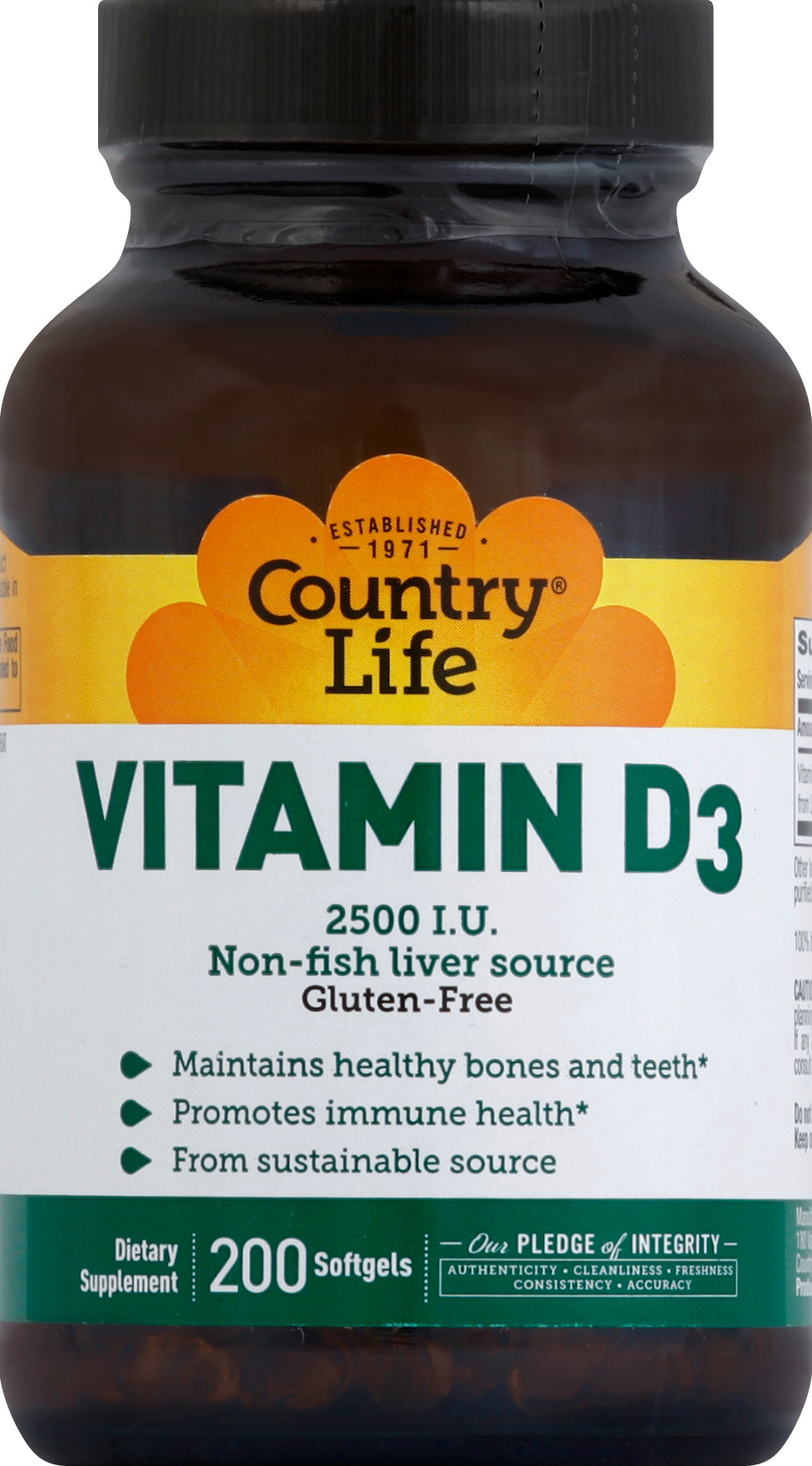 Country Life CNTRY LIFE D3 2500IU SFTGL 200 CT