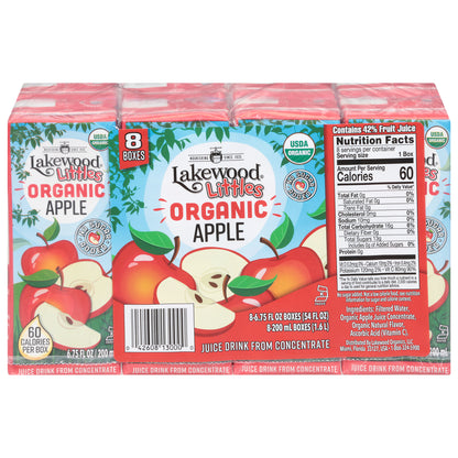 Lakewood Littles Organic Apple Juice Drink from Concentrate 8 - 6.75 fl oz Boxes