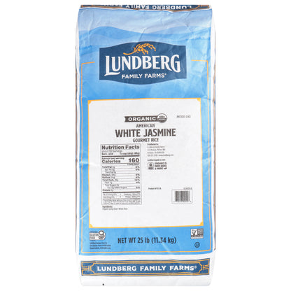 Lundberg Family Farms American White Jasmine Organic Gourmet Rice 25 lb