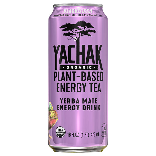 Yachak Organic Yerba Mate Energy Drink Plant Based Energy Tea Blackberry 16 Fl Oz Can