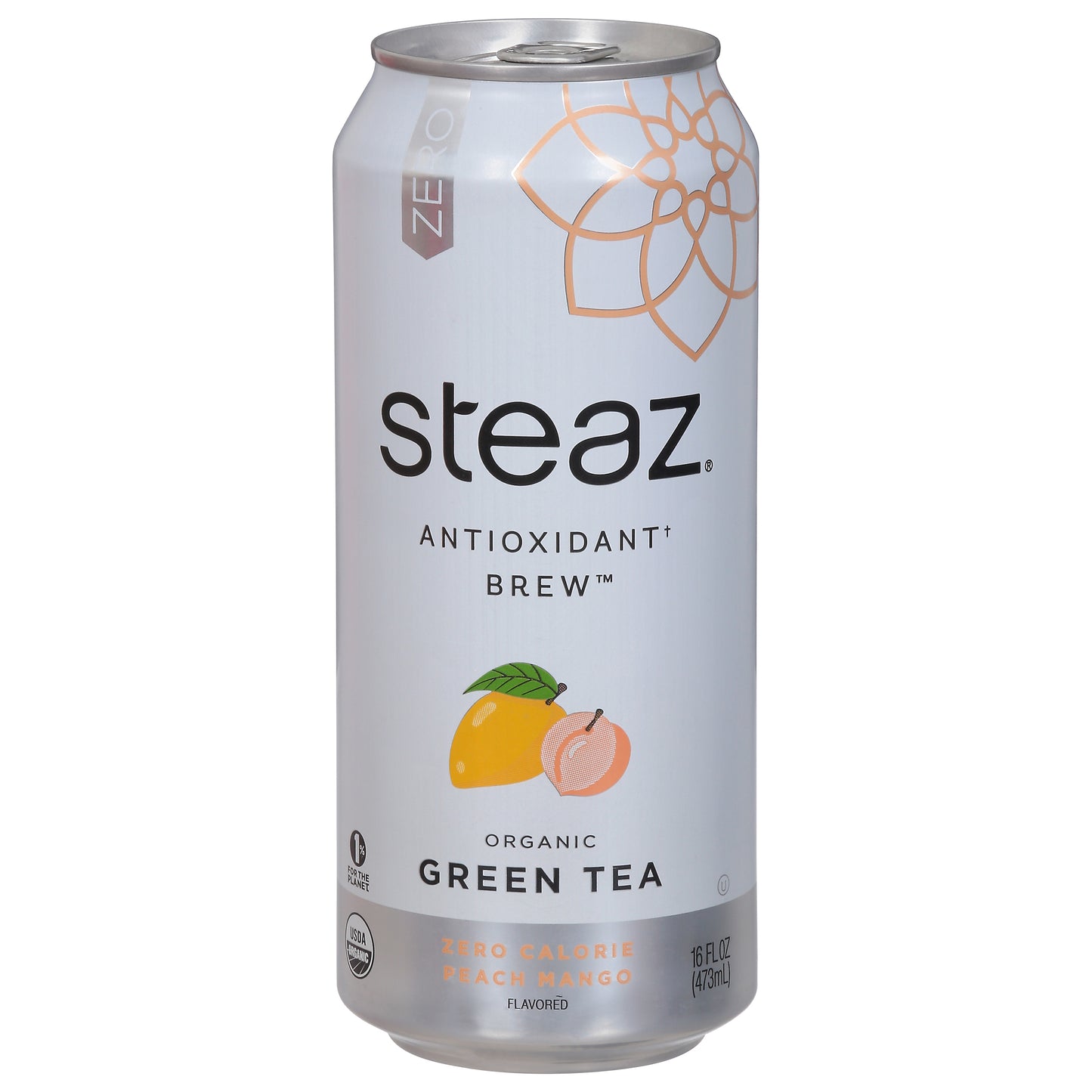 Steaz Antioxidant Brew Zero Calorie Organic Peach Mango Flavored Green Tea 16 fl oz