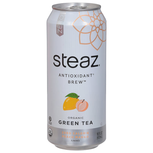 Steaz Antioxidant Brew Zero Calorie Organic Peach Mango Flavored Green Tea 16 fl oz