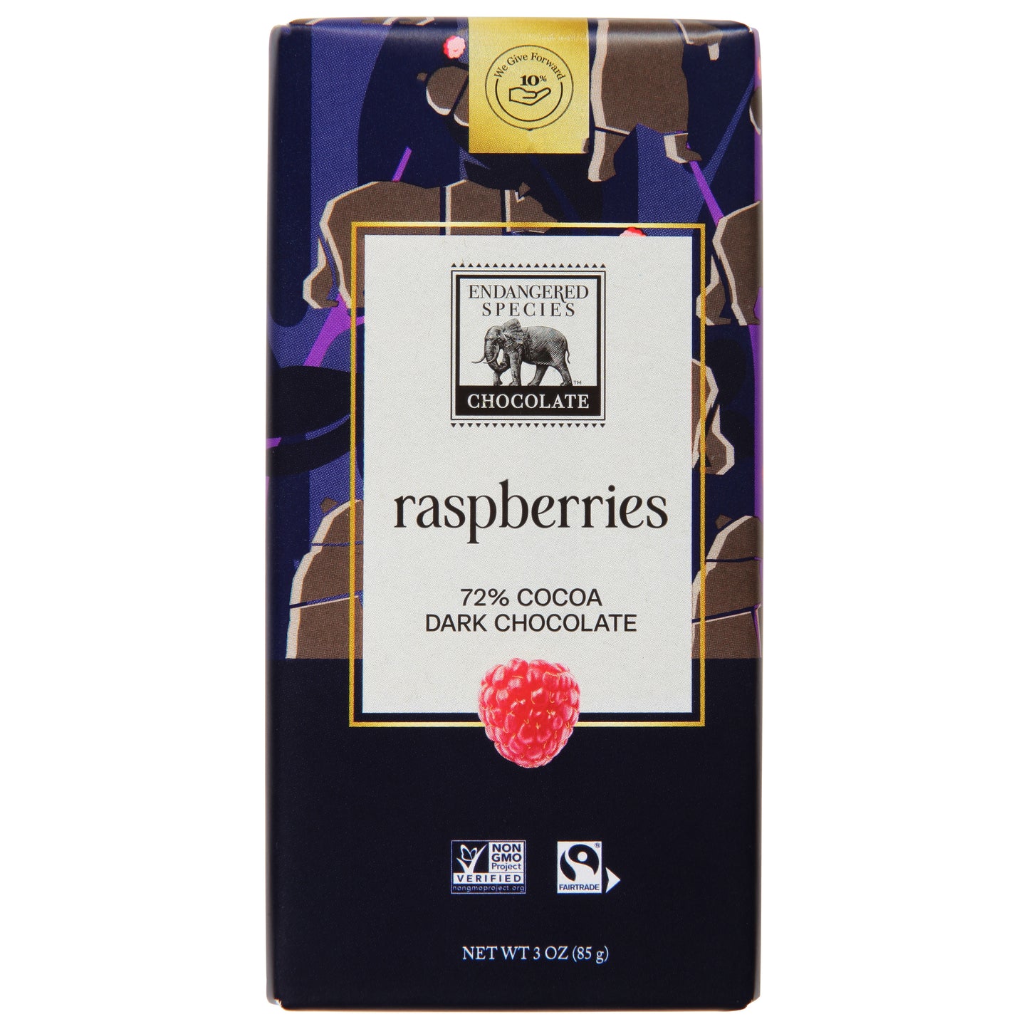 Endangered Species 72% Cocoa Raspberries Dark Chocolate 3 oz - Grizzly