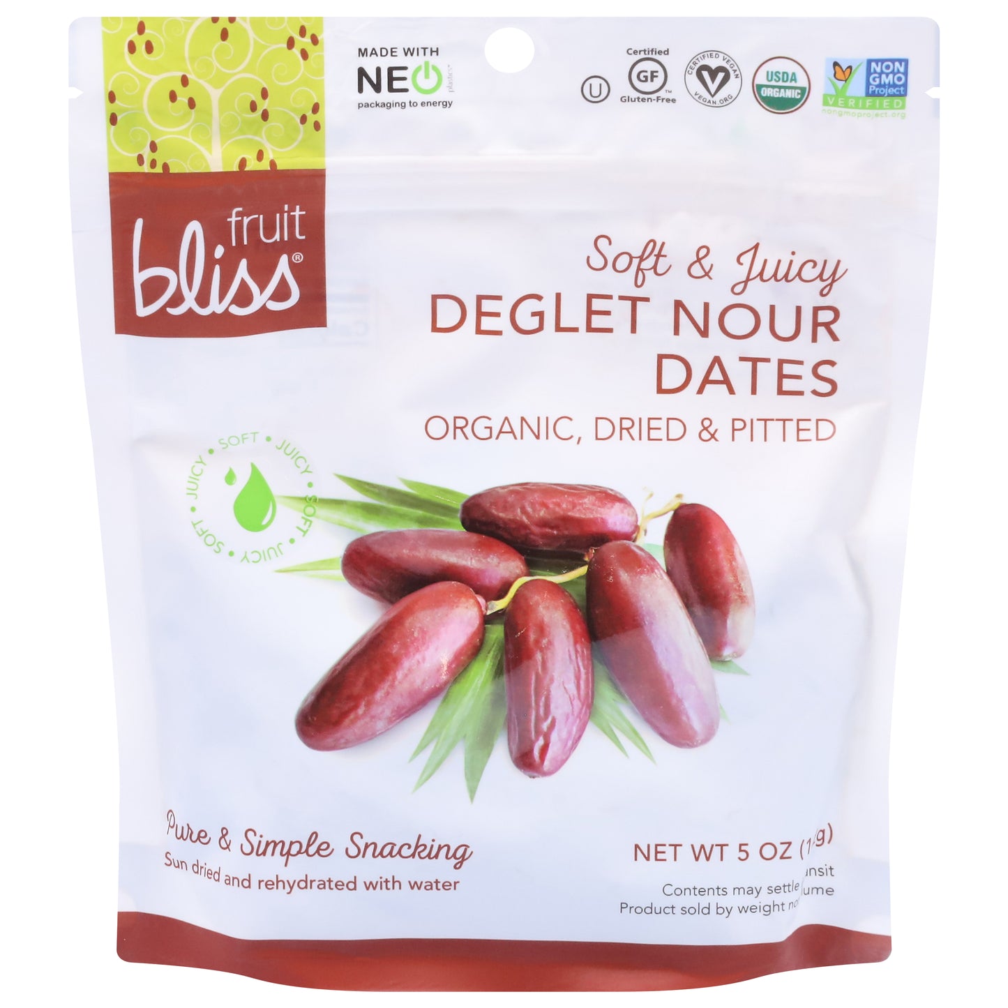 Fruit Bliss Dried & Pitted Organic Deglet Nour Dates 5 oz