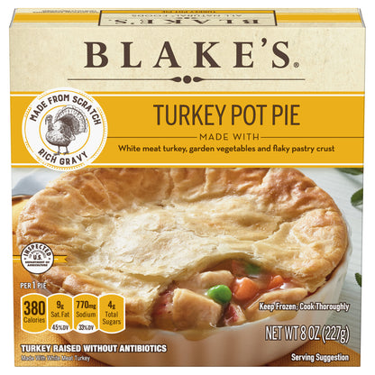 Blake's All Natural Turkey Pot Pie, Frozen Meal, 8 oz