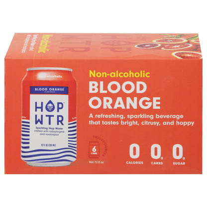 Hop Wtr Non-Alcoholic Blood Orange Sparkling Hop Water 6 - 12 oz Cans