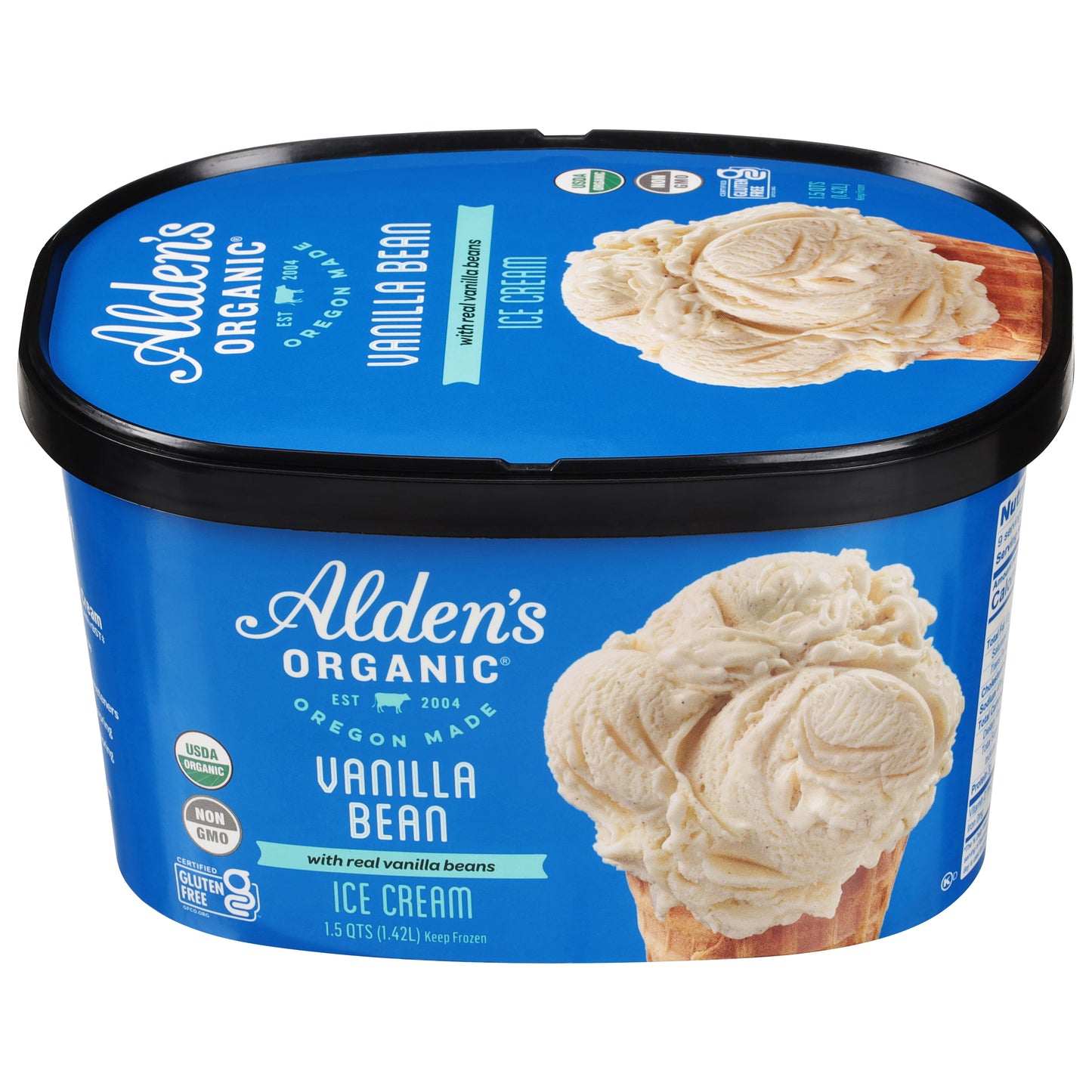Alden's Organic Vanilla Bean Ice Cream with Real Vanilla Beans 1.5 qt