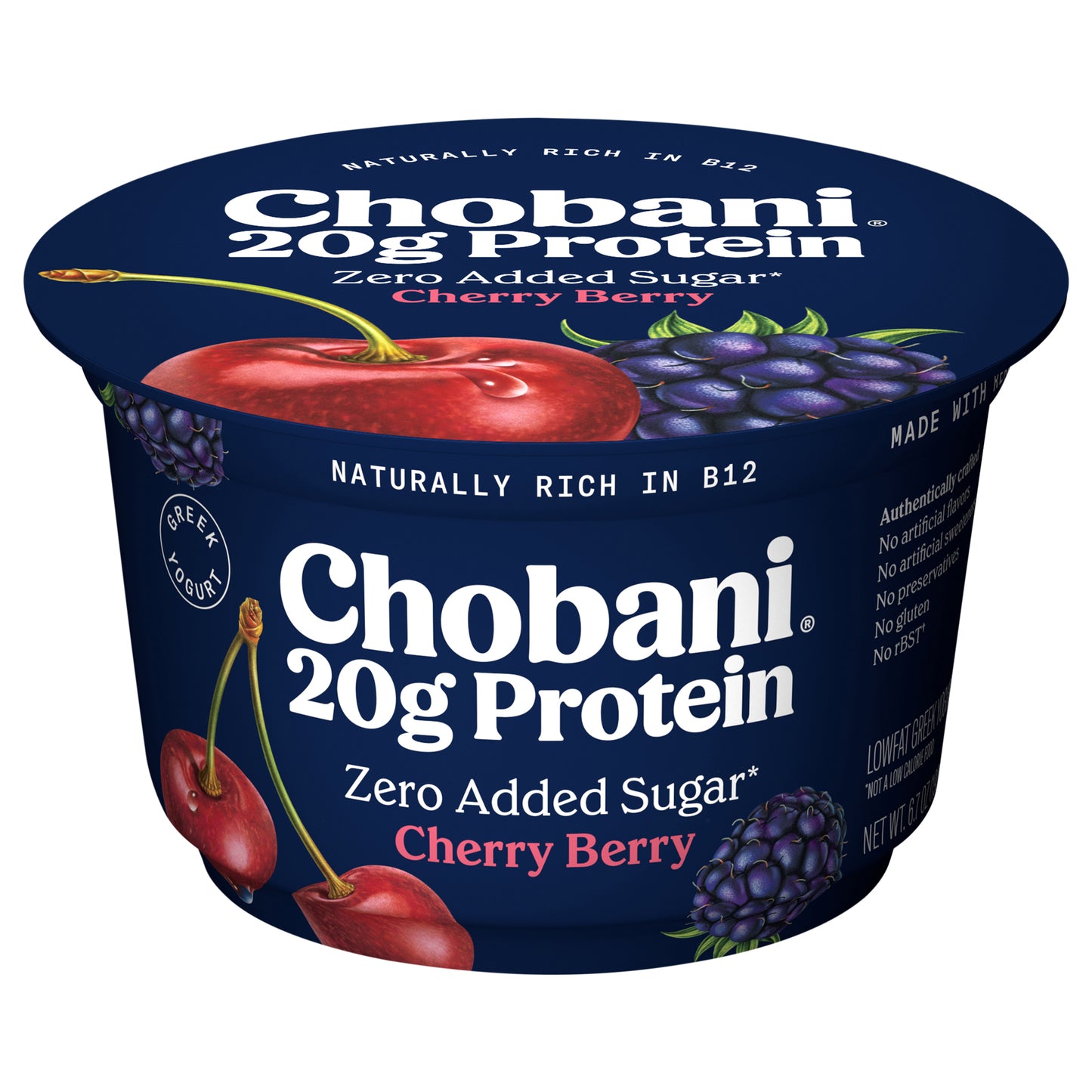 Chobani 20g Protein Cherry Berry Low Fat Greek Yogurt Cup
