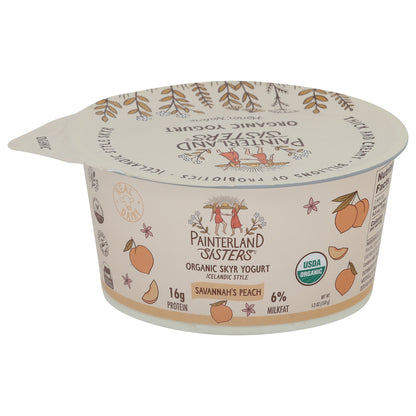Painterland Sisters Organic 6% Milkfat Icelandic Style Savannah's Peach Skyr Yogurt 5.3 oz