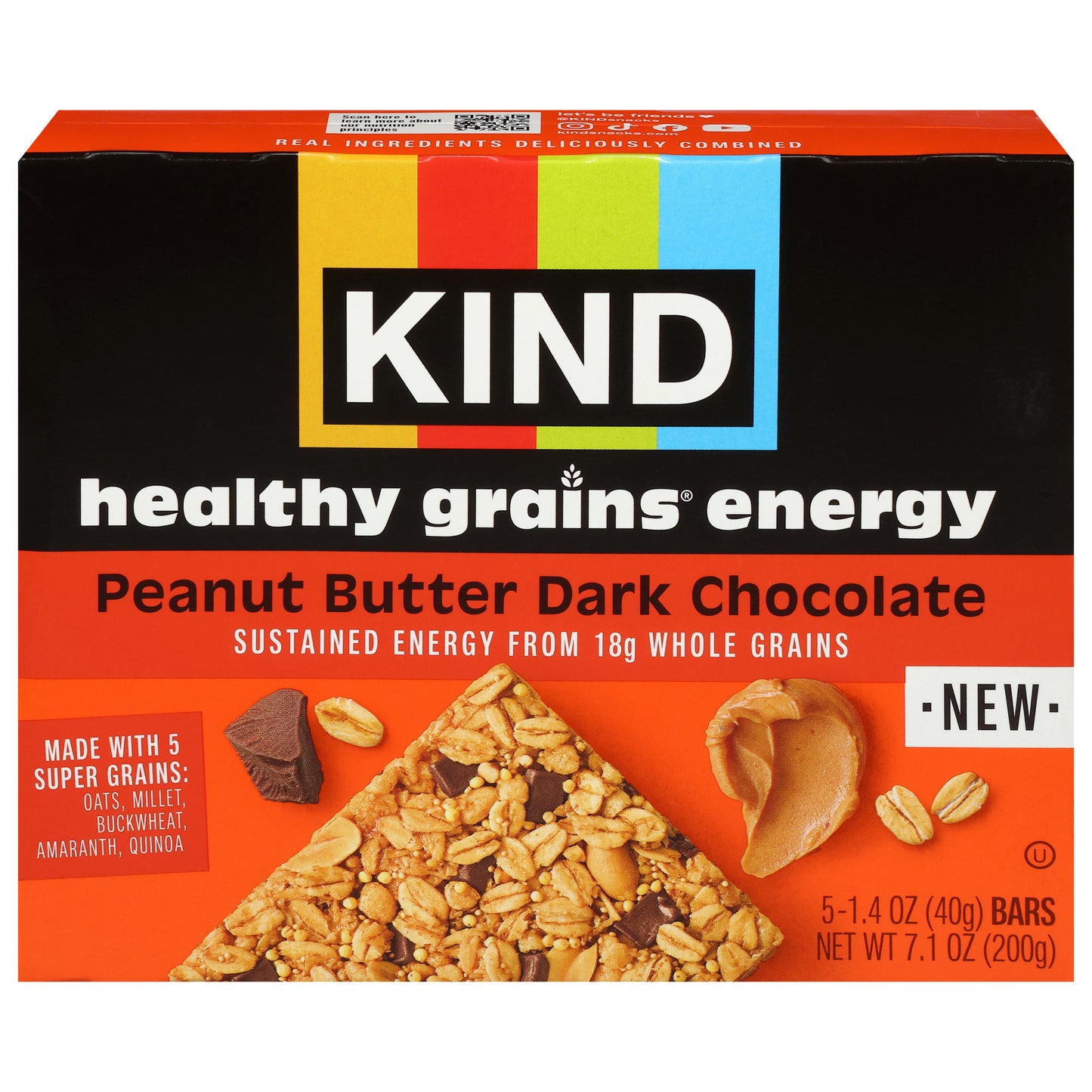 Kind Healthy Grains Peanut Butter Dark Chocolate Energy Bars 5 - 1.4 oz Bars