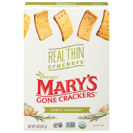 Mary's Gone Crackers Organic Real Thin Garlic Rosemary Crackers 5 oz