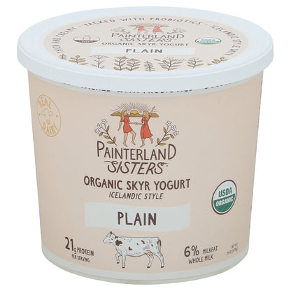 Painterland Sisters Organic 6% Milkfat Whole Milk Icelandic Style Plain Skyr Yogurt 24 oz