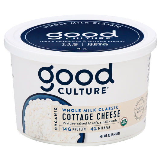 Good Culture Organic Small Curd 4% Milkfat Whole Milk Classic Cottage Cheese 16 oz
