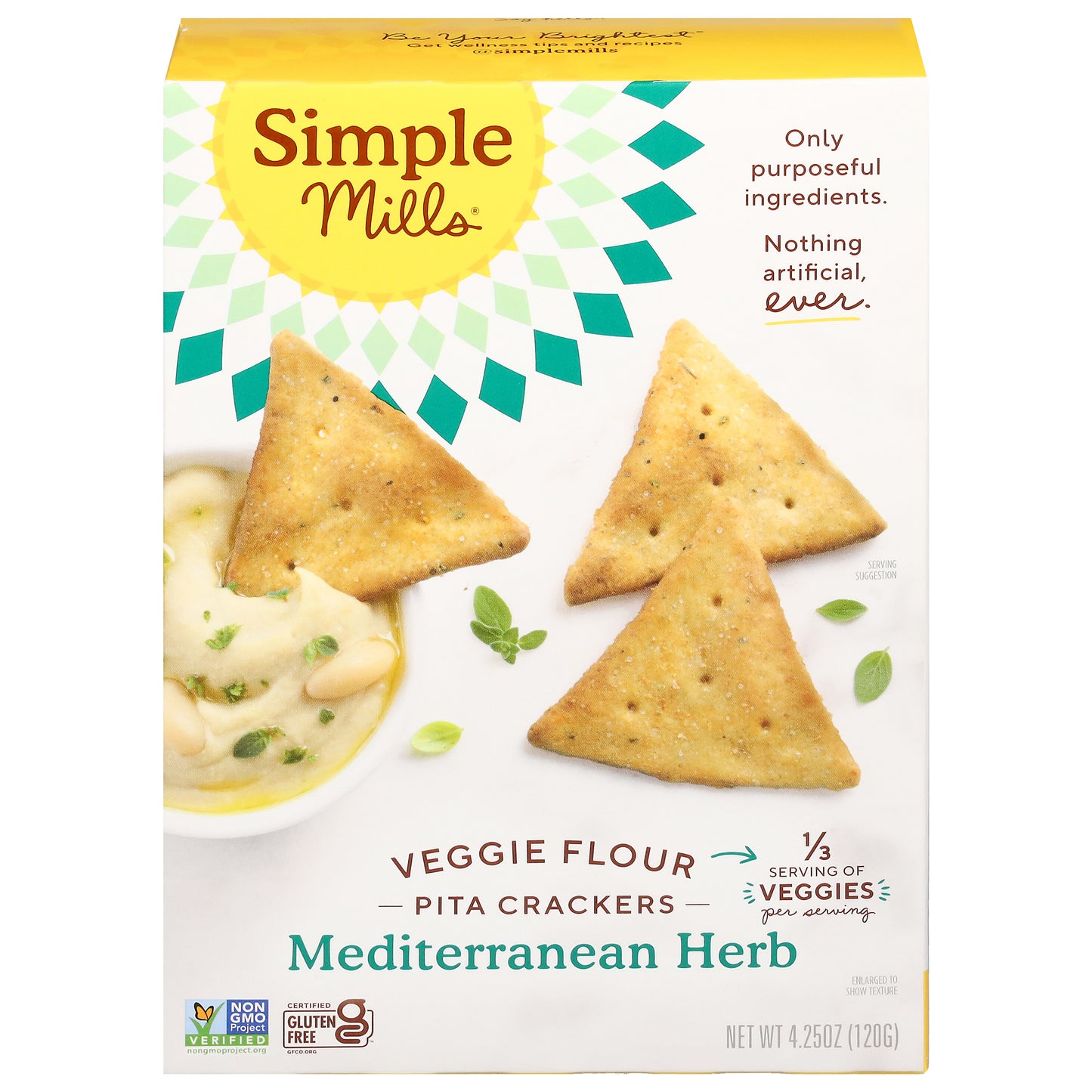Simple Mills Veggie Flour Mediterranean Herb Pita Crackers 4.25 oz