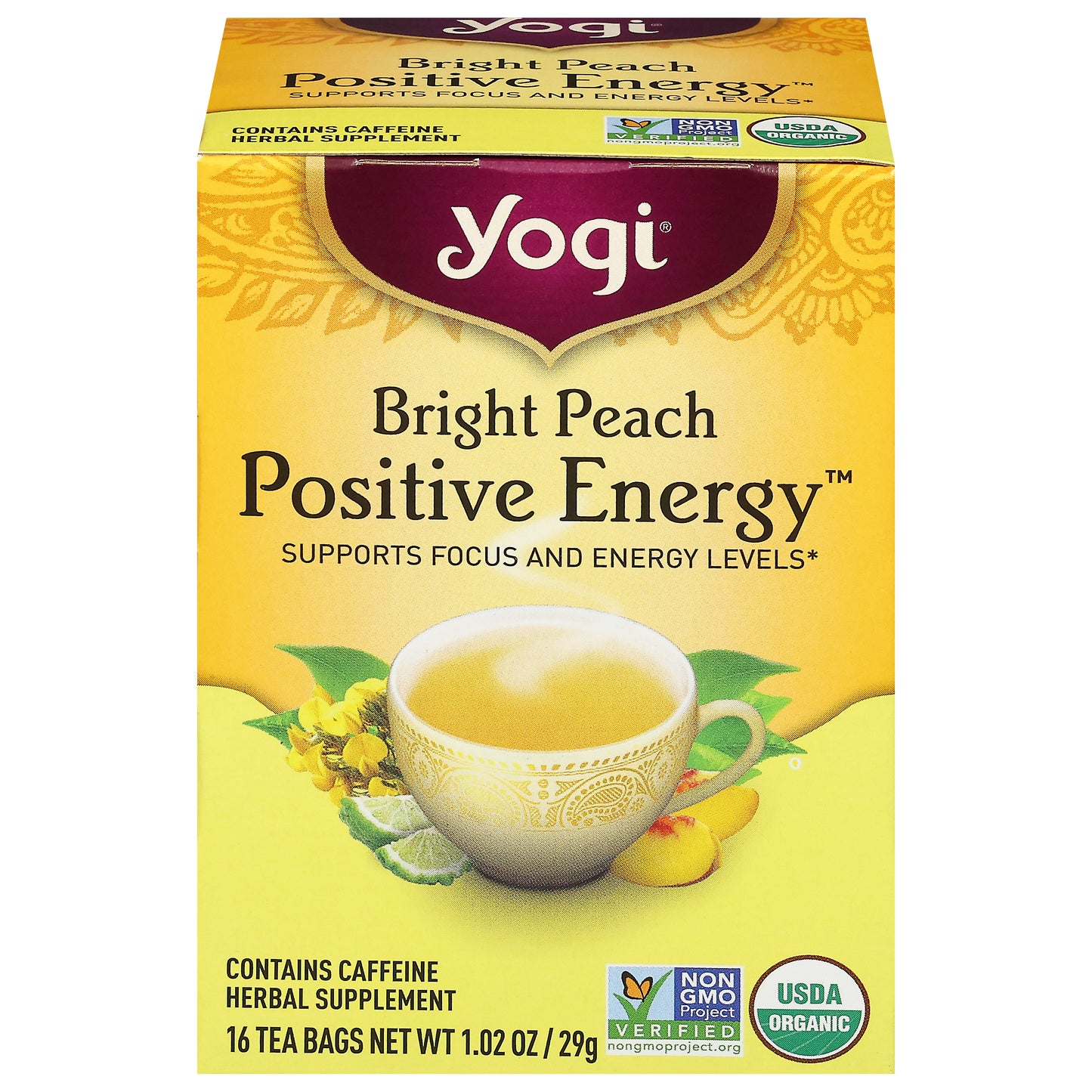 Yogi Bright Peach Positive Energy 16 Tea Bags