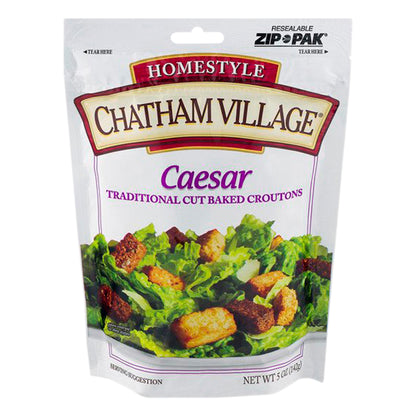 Chatham Village® Homestyle Caesar Traditional Cut Baked Croutons 5 oz. Bag
