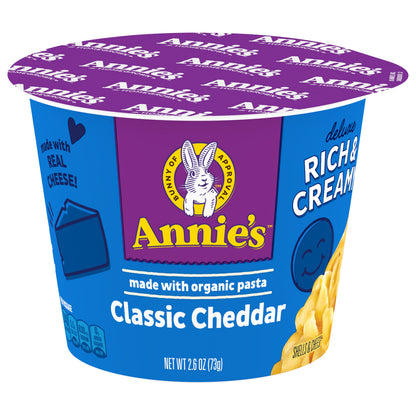 Annie's Microwavable Macaroni and Cheese Cups, Deluxe Rich and Creamy, Shells and Classic Cheddar, 1 Cup