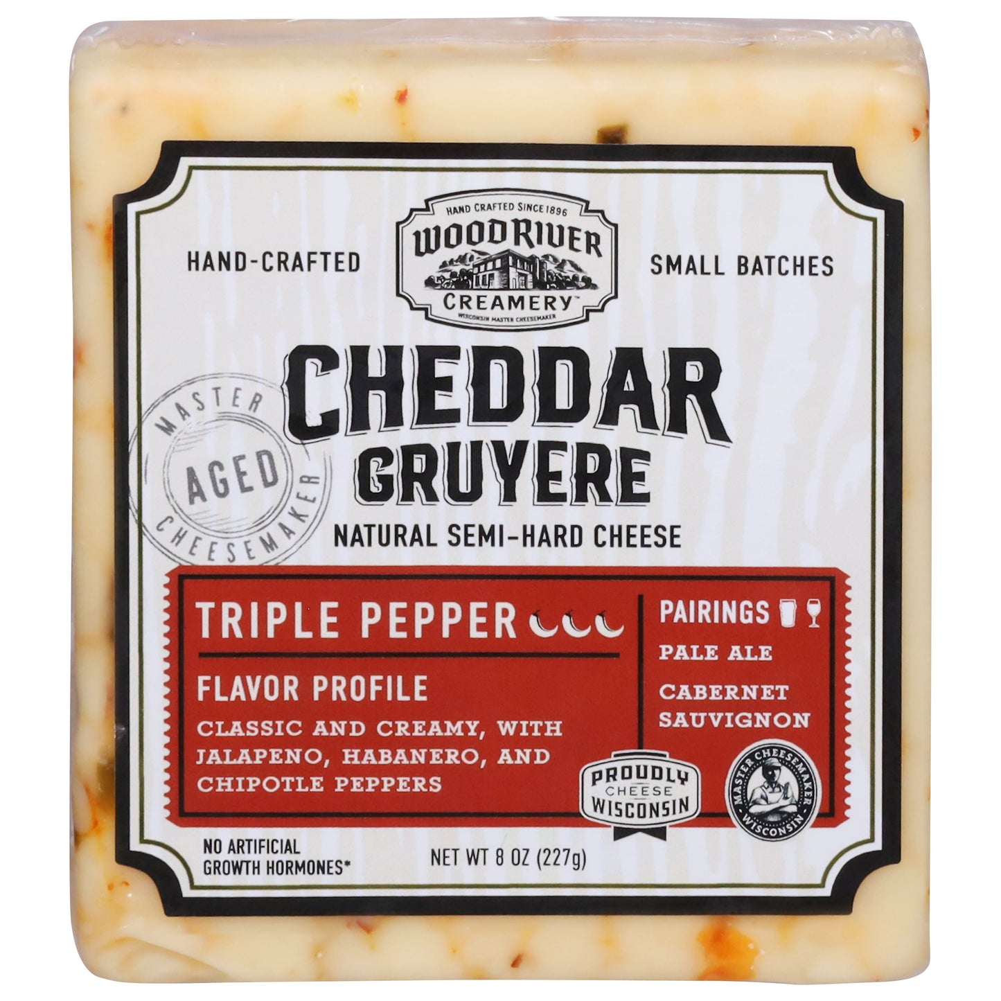 Wood River Creamery Cheddar Gruyere Triple Pepper Cheese 8 oz