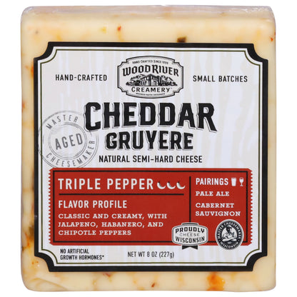 Wood River Creamery Cheddar Gruyere Triple Pepper Cheese 8 oz