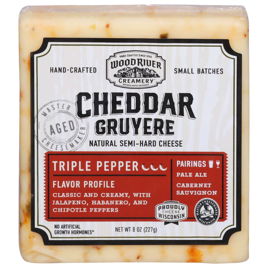 Wood River Creamery Cheddar Gruyere Triple Pepper Cheese 8 oz