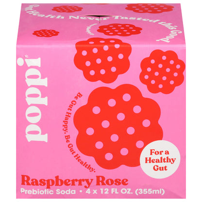 Poppi Raspberry Rose Prebiotic Soda 4 - 12 fl oz Cans