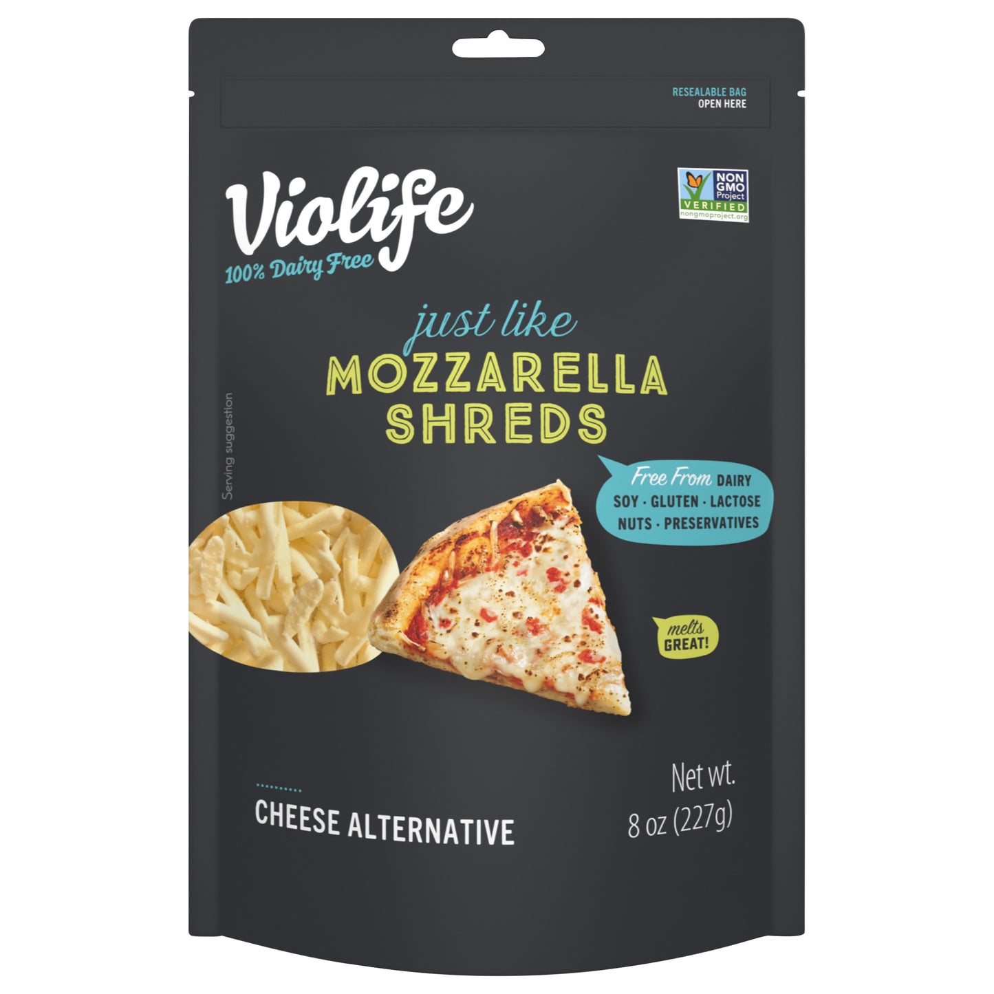 Violife Just Like Mozzarella Shreds Shredded Cheese, Dairy-Free Vegan 8 oz