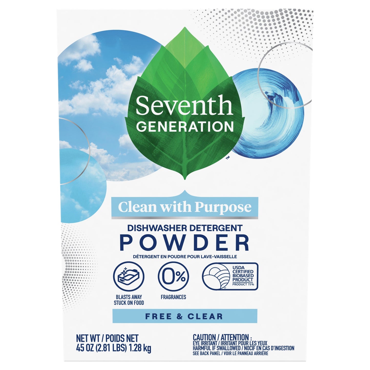 Seventh Generation Free & Clear Dishwasher Detergent Powder Fragrance Free 45 Oz