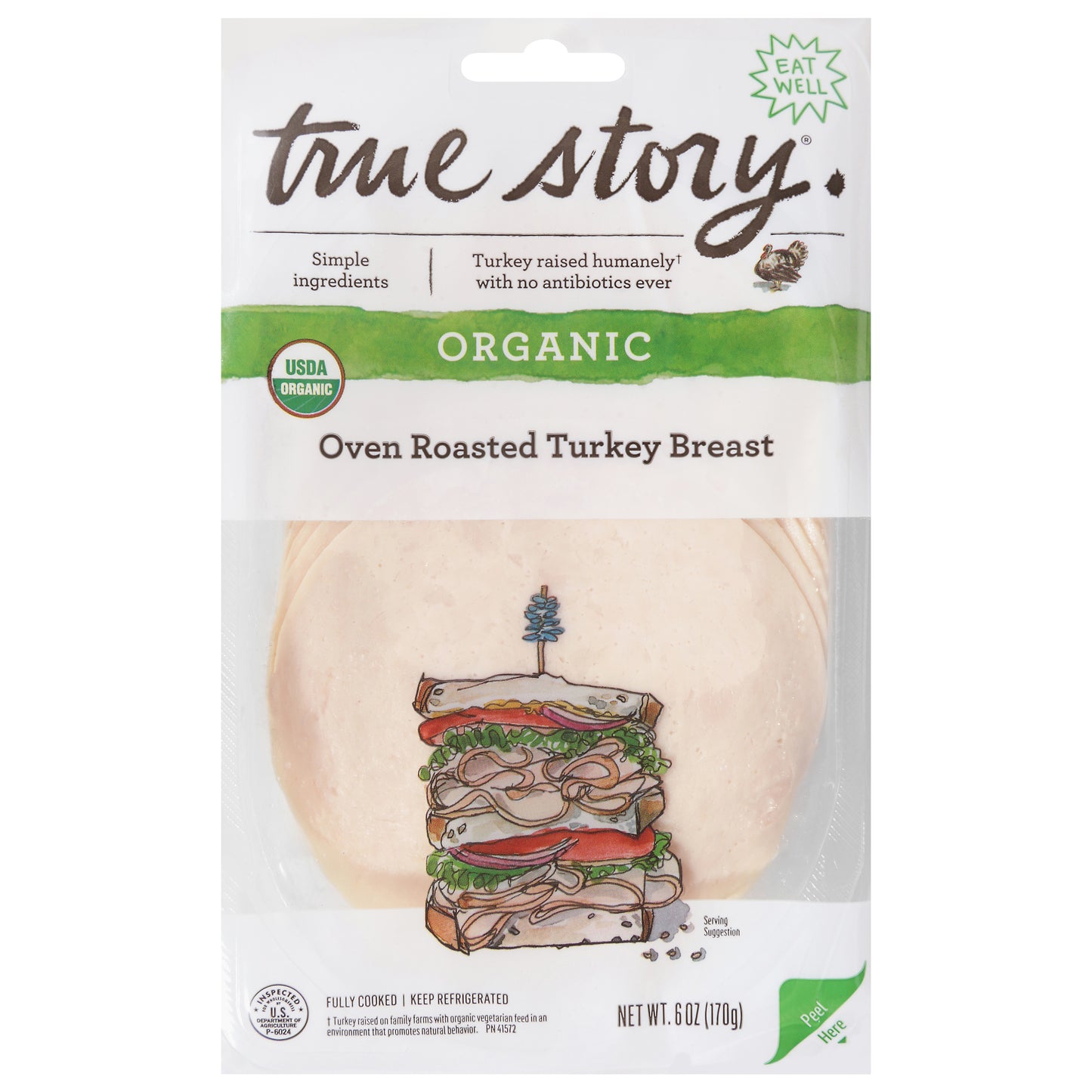 True Story Organic Oven Roasted Turkey Breast 6 oz