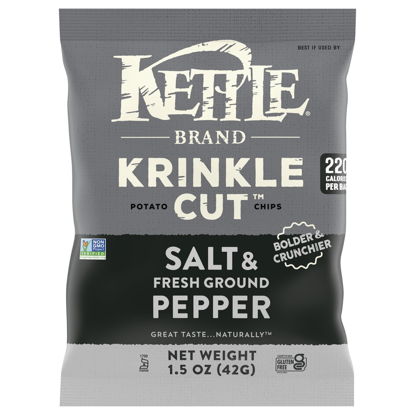 Kettle Brand Krinkle Cut Salt & Fresh Ground Pepper Potato Chips 1.5 oz