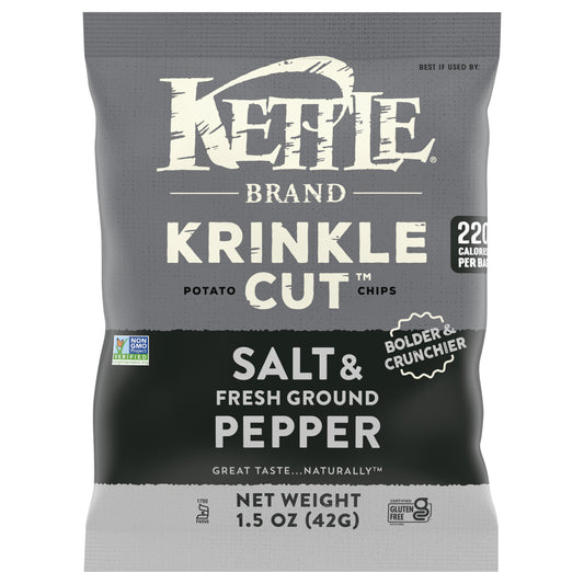 Kettle Brand Krinkle Cut Salt & Fresh Ground Pepper Potato Chips 1.5 oz