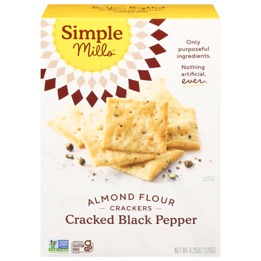 Simple Mills Almond Flour Cracked Black Pepper Crackers 4.25 oz