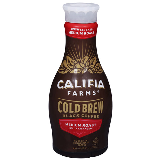 Califia Farms Medium Roast Cold Brew Unsweetened Black Coffee 48 fl oz
