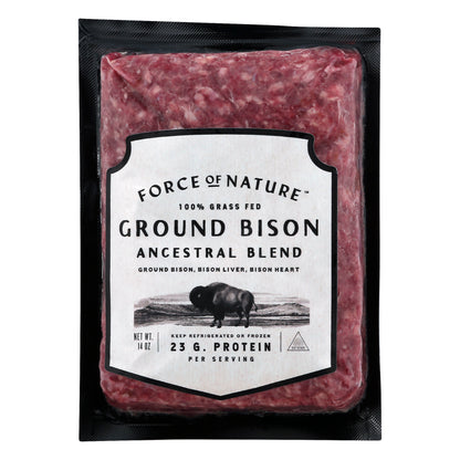 Force Of Nature 100% Grass Fed Ground Ancestral Blend Bison 14 oz