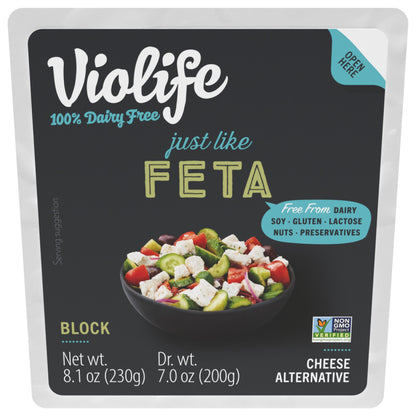 Violife Just like Feta, Dairy-Free Vegan, 8.1 oz Block, Tray (Refrigerated)