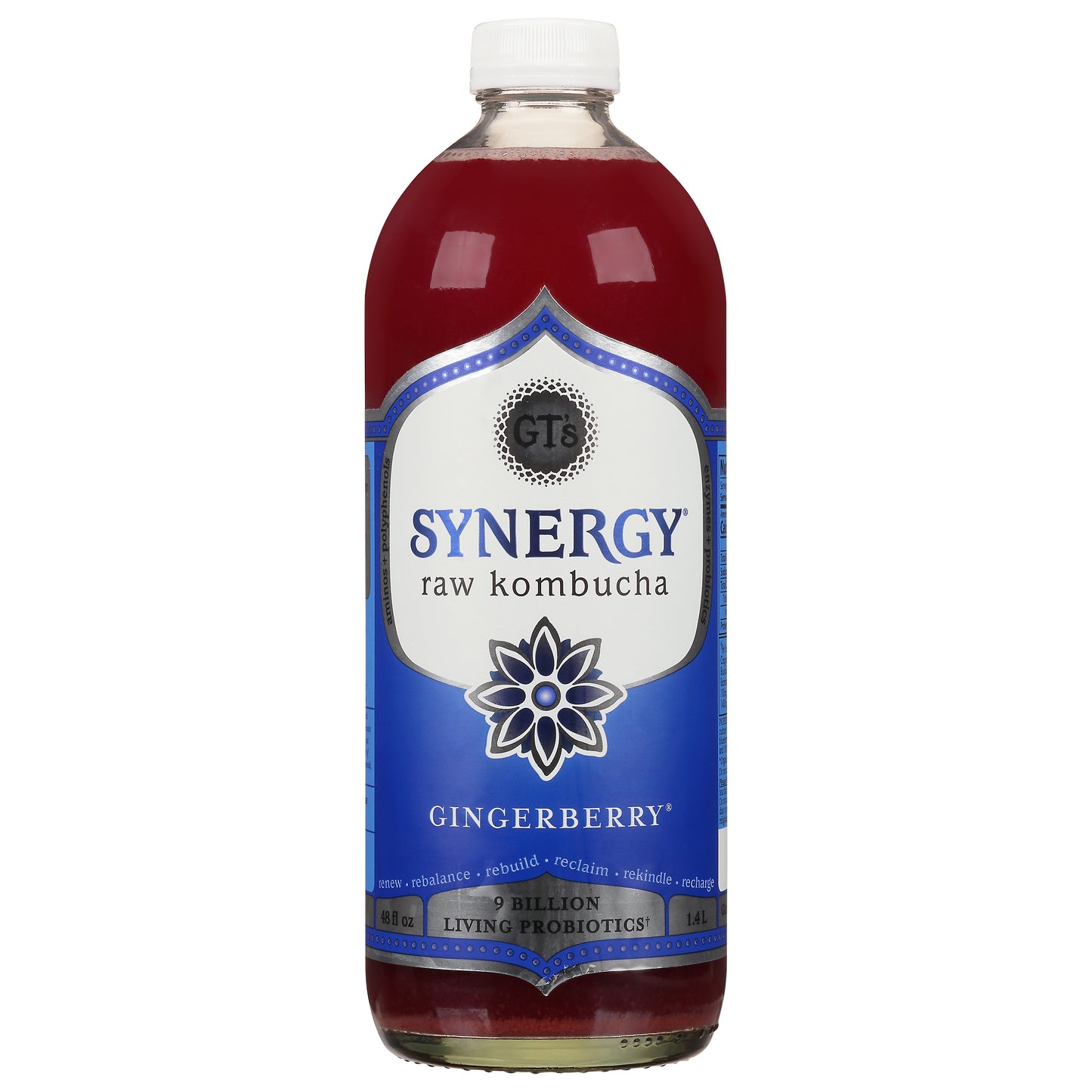 GT's Synergy Gingerberry Raw Kombucha 48 fl oz Bottle