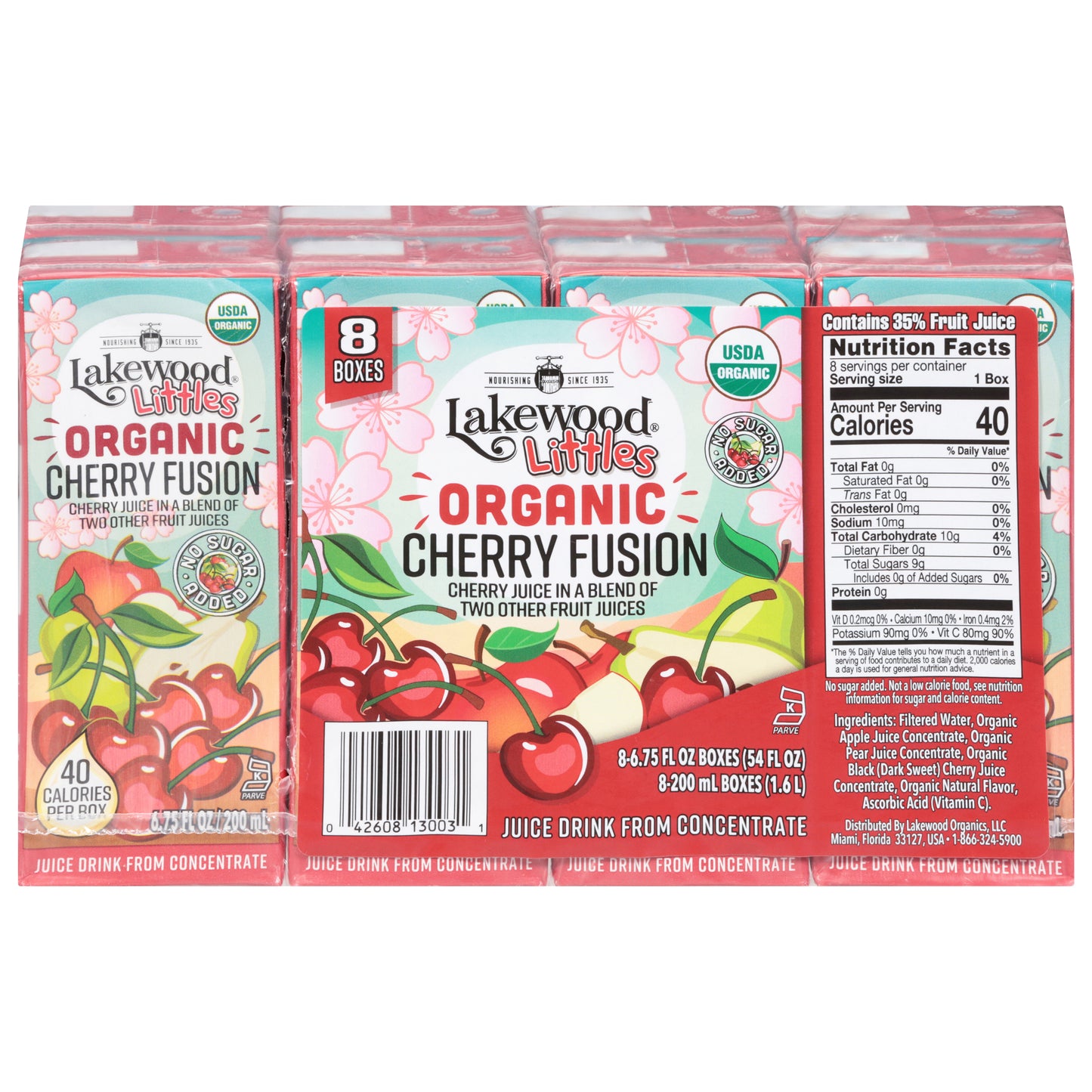Lakewood Littles Organic Cherry Fusion Juice Drink from Concentrate 8 - 6.75 fl oz Boxes