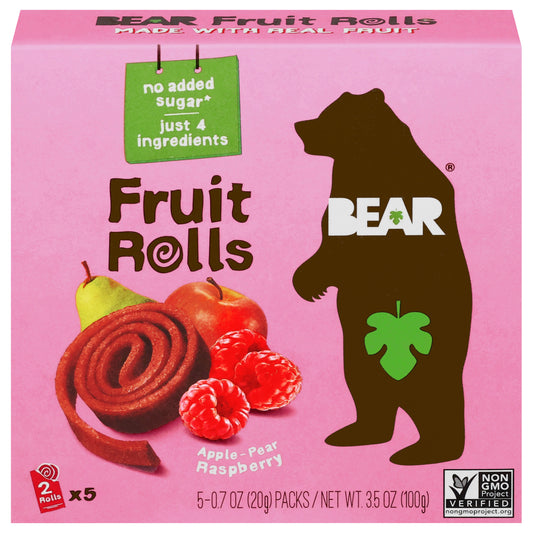 Bear Apple-Pear Raspberry Fruit Rolls 5 - 0.7 oz Packs
