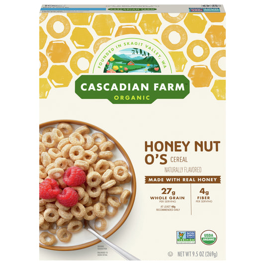 Cascadian Farm Organic Honey Nut O's Cereal, 9.5 oz.