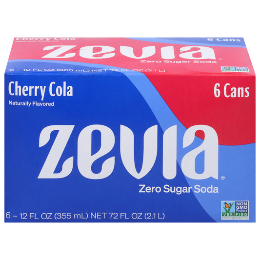 Zevia Zero Sugar Cherry Cola Soda 6 - 12 fl oz Cans