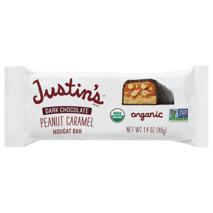 Justin's Organic Dark Chocolate Peanut Caramel Nougat Candy Bars 1.4 oz
