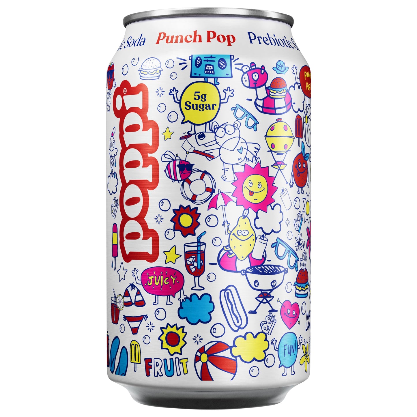 Poppi Prebiotic Soda Fruit Punch Pop Flavored, 12 Fl Oz